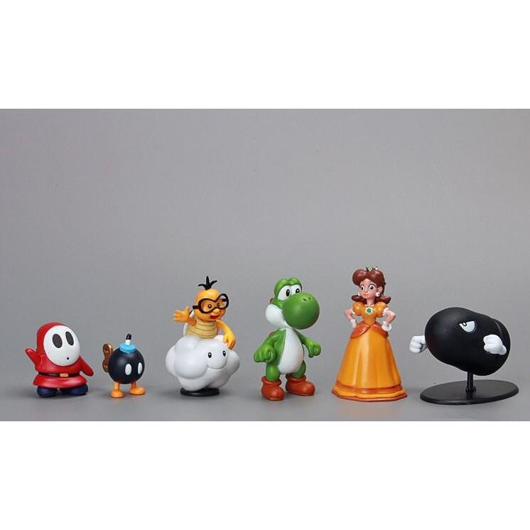 Super Mario 18-Piece Figurine Set 3-6cm Multicolor Collection (Mario, Luigi, Princess Peach, Yoshi, Toad)