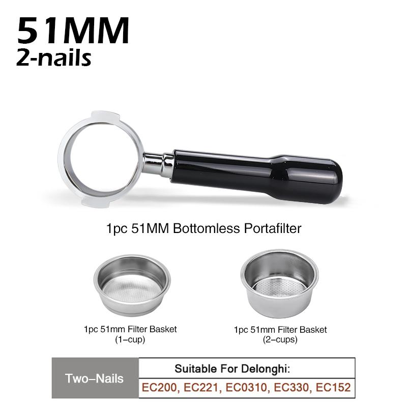 51MM Coffee Bottomless Portafilter Replacement Filter Basket For Delonghi EC680 EC685 Espresso Machine Accessories Barista Tool