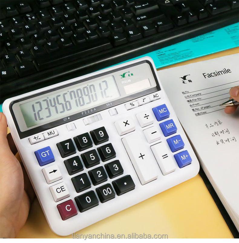 Dual Power Supply Calculator 12 Digits Desktop Calculator 2135 Computer Key Large Desk Calculator