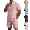 Herren Casual Leichtes Atmungsaktives Kurzarmhemd und Shorts Set