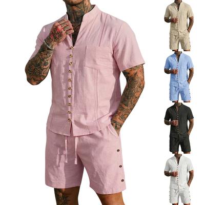 Men's Casual Lightweight Breathable Short-Sleeve Shirt And Shorts Set