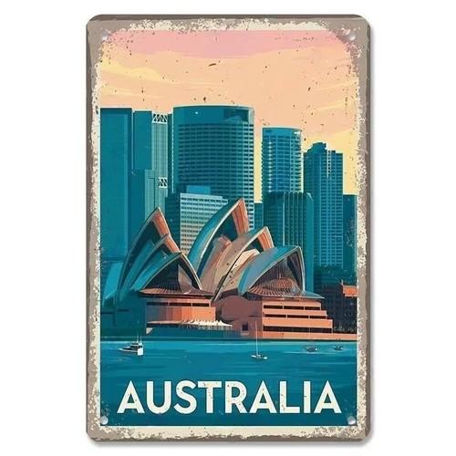 Sydney Opera House Metal Tin Sign Man Cave Wall Decor Australia Wall Art 20x30cm（7.8x11.8inch）