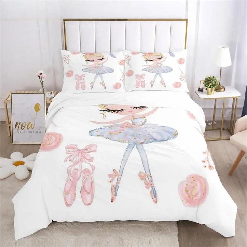 Cartoon Ballet Girl 3D Printed Bedding Set Duvet Covers Pillowcases Comforter Bedding Set Bedclothes Duvet Cover