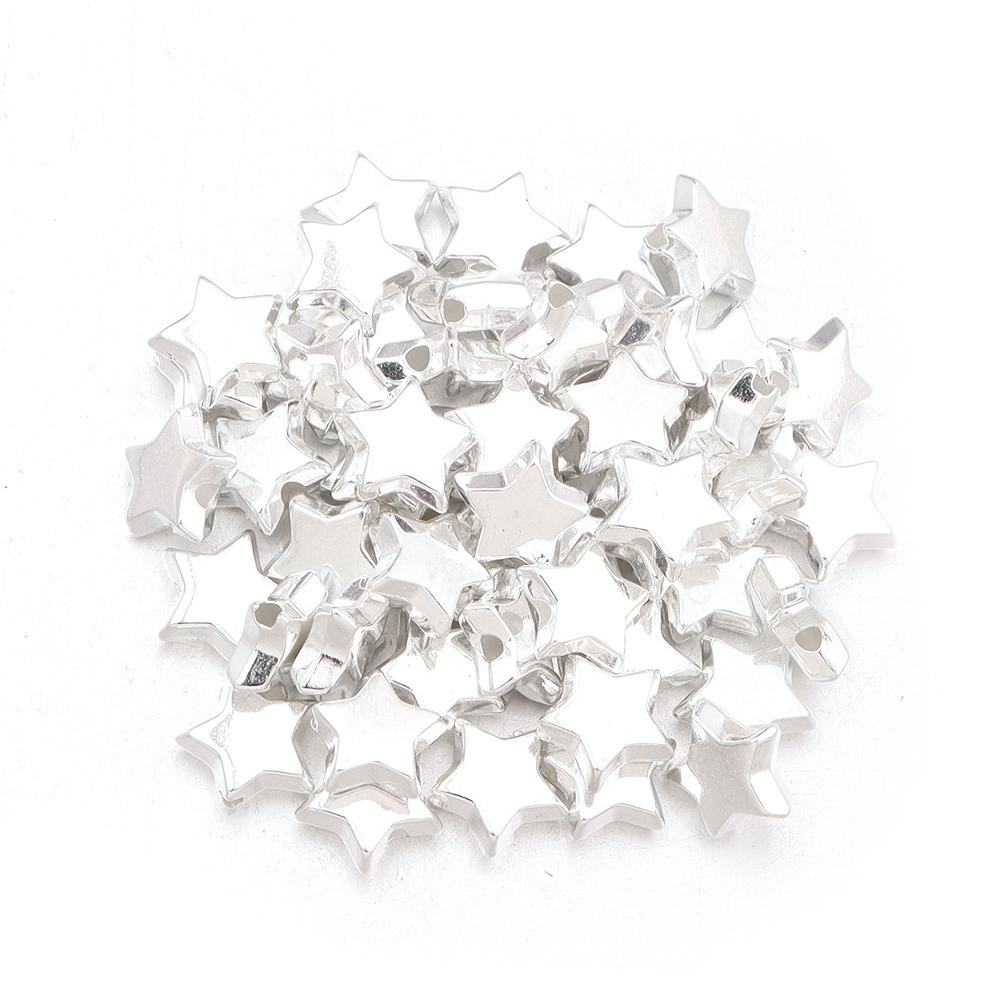 50-100 Stück Sternform CCB Perlen Gold Silber Beschichtet Lose Abstandshalter Fünfzackstern Perle Für Schmuckherstellung DIY Halskette Armband Großhandel