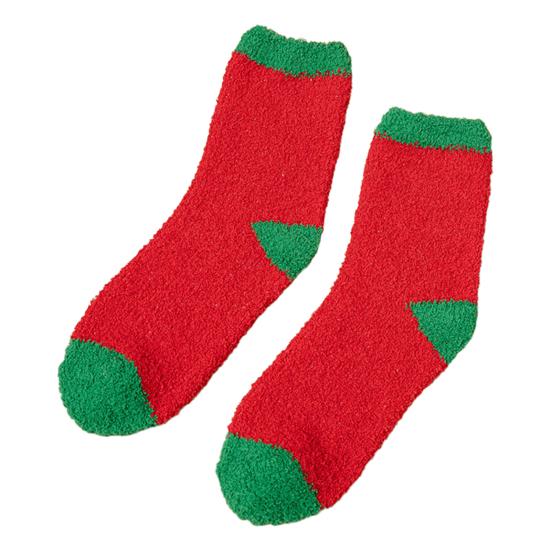 Yousheng 1 Pair Christmas Socks Snowmen Reindeer Santa Claus Bell Pattern Mid-tube Socks Coral Fleece Warm Thermal Socks