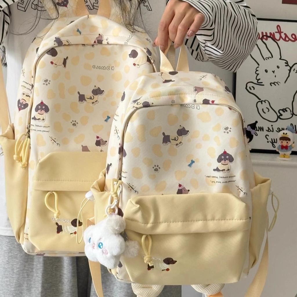 Schoolbag Lightweight Casual Backpack Cow Pattern Simple Going Out Cartoon Dog School Bag Female Student Cute Large Capacity Backpack