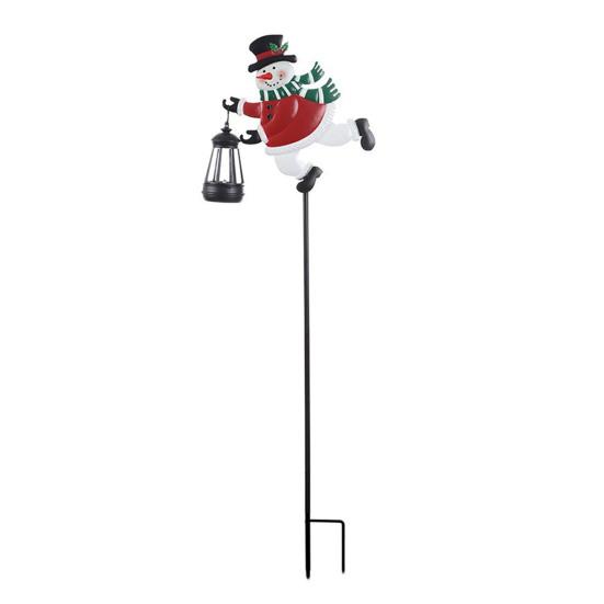 Christmas Solar Light Outdoor Snowman Lawn Light Waterproof Metal Snowman Holding Lantern Garden Light with Stake for Patio Yard Pathway Holiday Decor