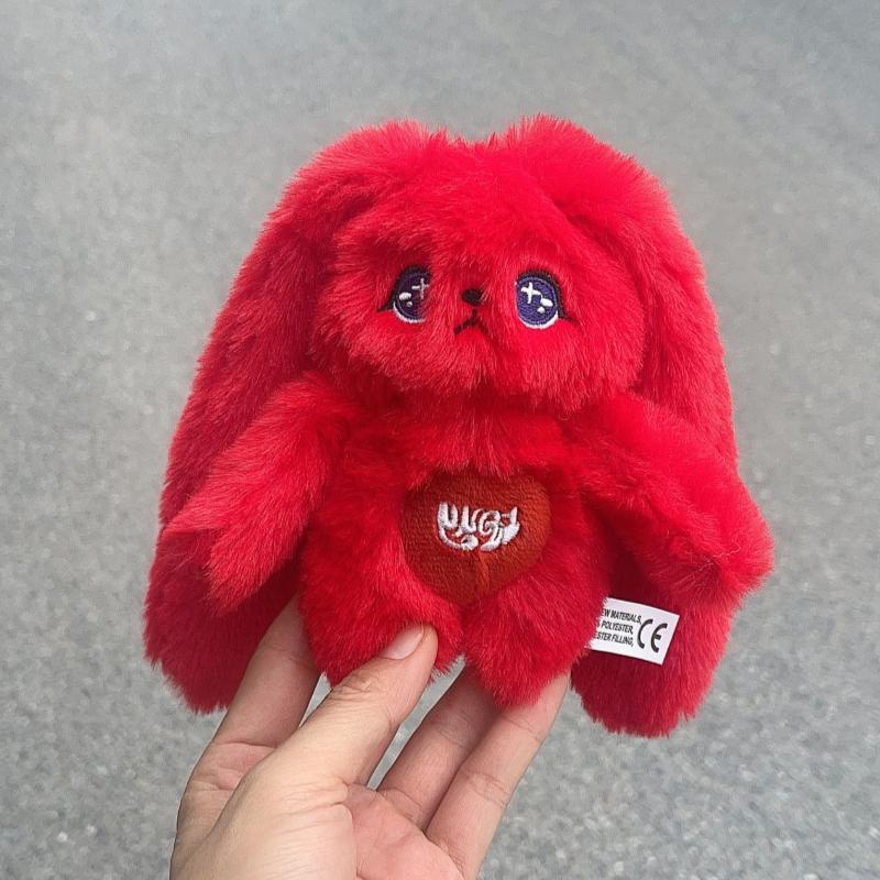 Idol YUQI SOLO Red Rabbit Keychain Soft Plush Toys Bag Charm Doll Figure Pendant Backpack Accessories Gift