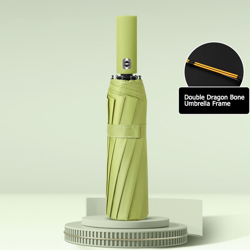24 Bone Fully Automatic Umbrella Large, Black Rubber Sunshade Umbrella, Sun Protection Umbrella, Folding Sunny Umbrella.zwq