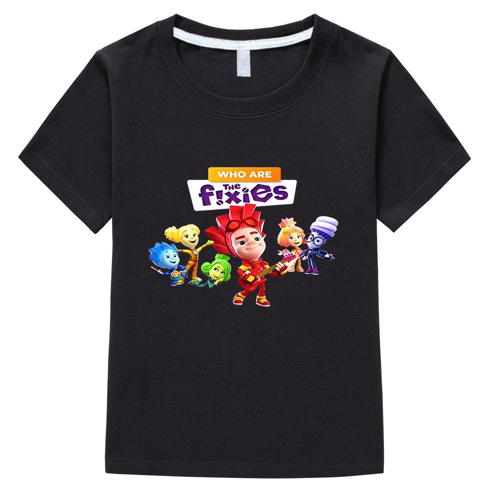

The Fixies 100% Cotton Children New Funny Cartoon Print T-Shirt Girls Baby Boys Short Sleeve Kids Tops Summer Tees Witch Wizard 100 чёрный