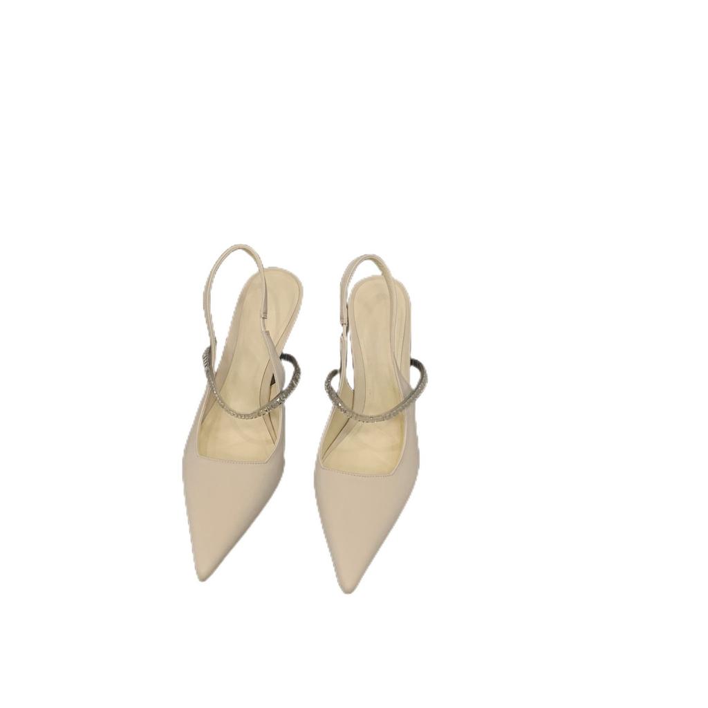 Temperament Celebrity Bag Head Sandals Shoes New Spring and Summer Pointed Single Shoes Black High Heels