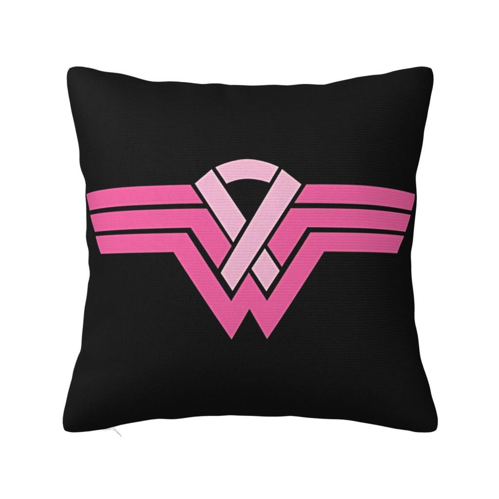 Breast Cancer Awareness Ribbon Pillow Case Cushion Covers Fashion Zipper Decor Pillowcase for Car 4040cm