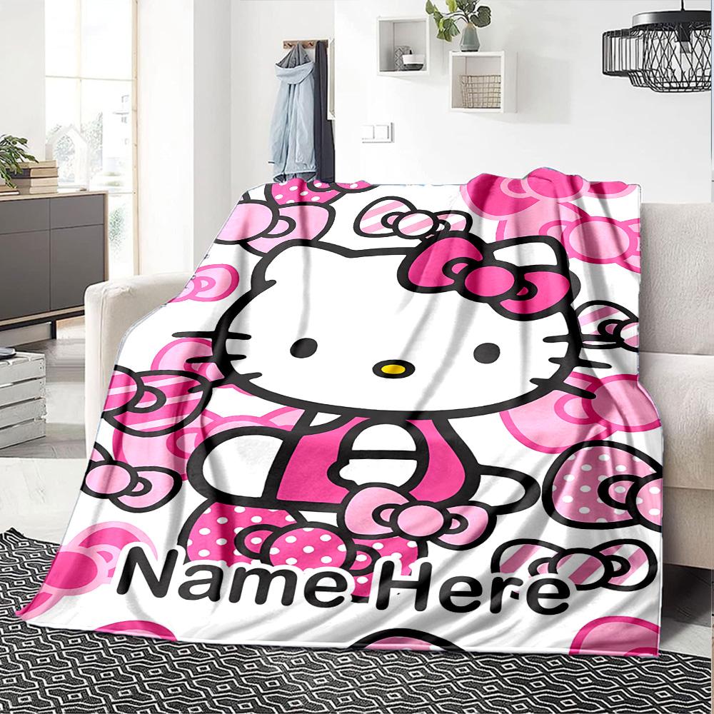 Customizable HelloKitty15 Throw Blanket – Personalized Name, All-Season Cozy Snug Blanket, Machine Washable, Personalized Blanket