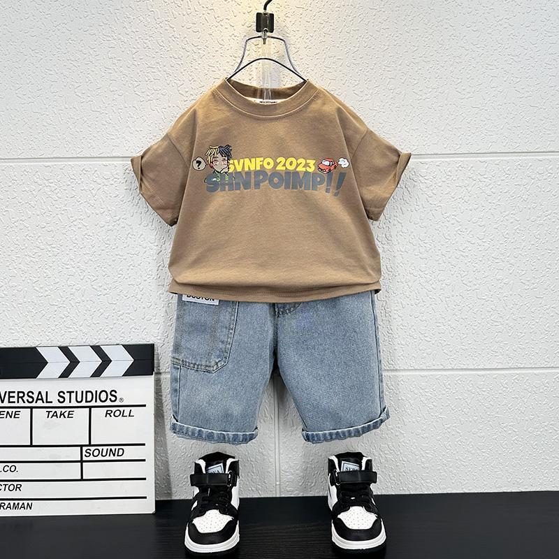 Boys' Summer Clothes Short Sleeved Set Babies' Summer Clothes Children's Cool and Handsome Two-piece Set Trendy