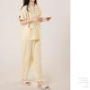 Yes Family Double Gauze Pajama Short Check Size Yellow Women's Set, 100% Cotton, Sleeves, Pattern, L,