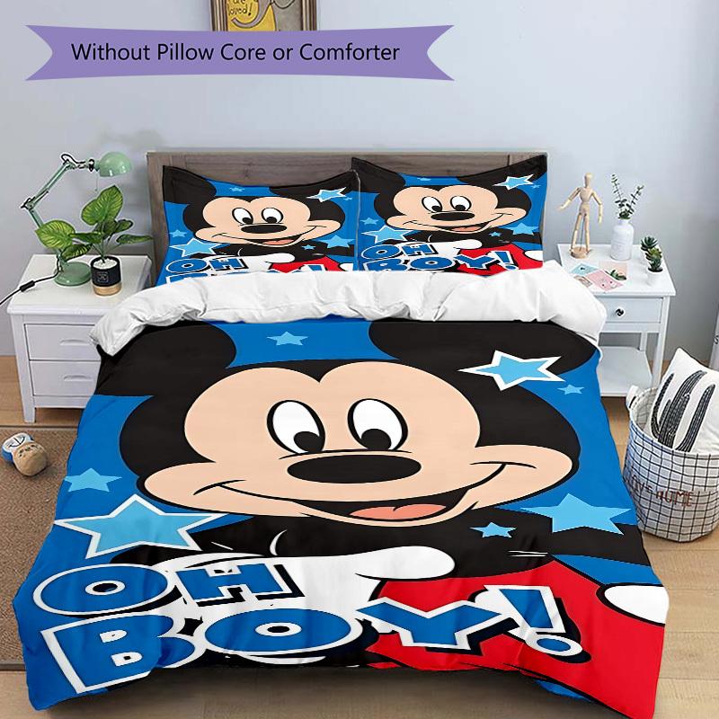 3pcs set Mickey Mouse1pc of quilt cover+2pcs of pillowcase, no core, print bedding, All Seasons Bedroom Setting101