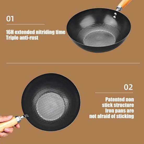 Iron Frying Pan Non-Stick Skillet Pot Saucepan Cooking Omelette Pans Wok for Cooking