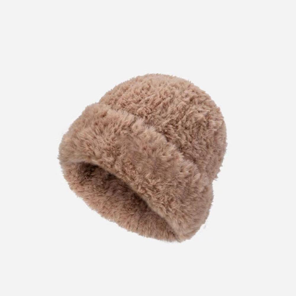 

Soft Plush Winter Hat Thickened Ear Protection Cold Cap Casual Warm Beanie Hats Riding khaki-1