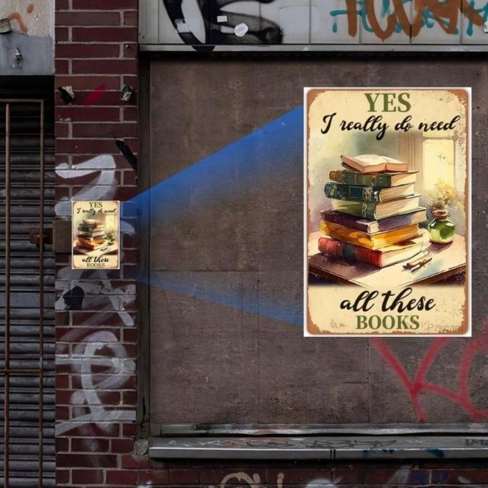 Vintage Metal Book Sign Wall Decor Waterproof Retro Poster No Frame