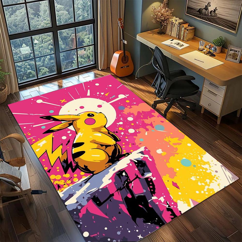 

Pikachu Carpet Rug Non Slip Floor Mat, Large Area Washable Home Ornament Gamer Room Bedroom.-TING 60x90cm