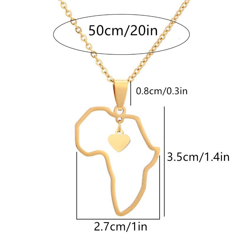 Fashion European Style Hollow Heart African Map Stainless Steel Pendant Necklace
