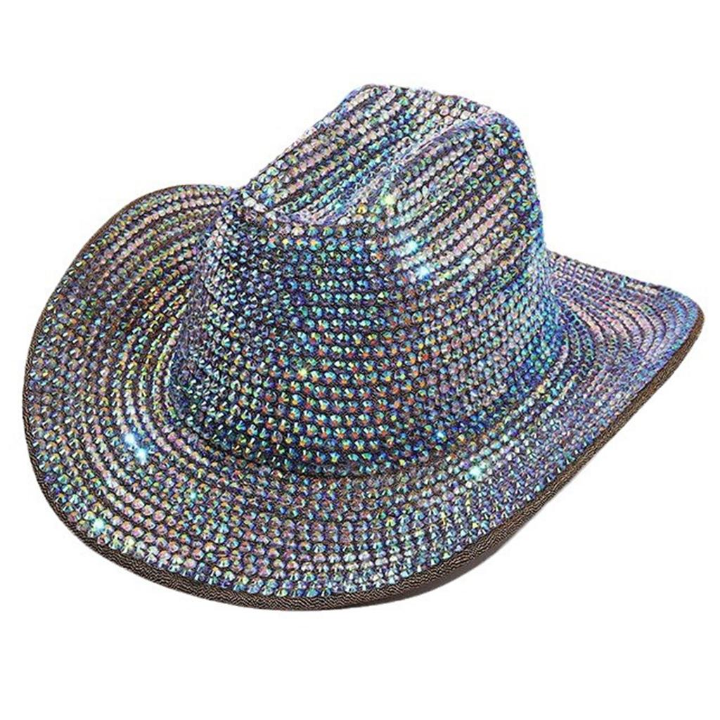 Eye-catching Crystal Cowboy Hats Bride Hat Panama Hat for Bachelorette Party Cowboy Hats for Club Stage Shows