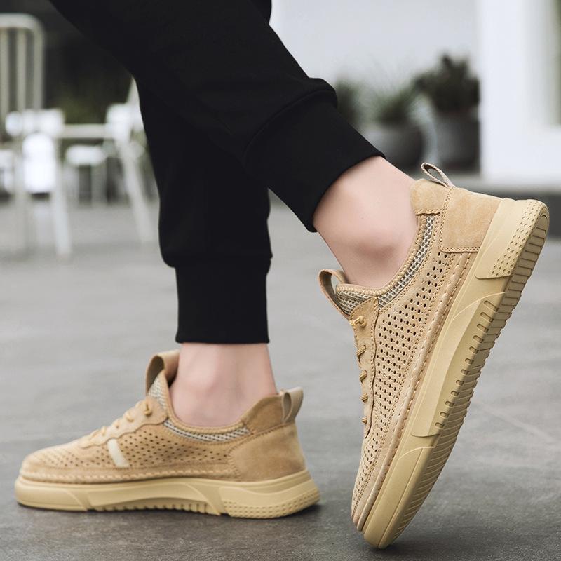 Summer New Lightweight Soft Sole Hollow Breathable Mesh Shoes Men's Mesh Shoes Casual Leather Shoes Sports