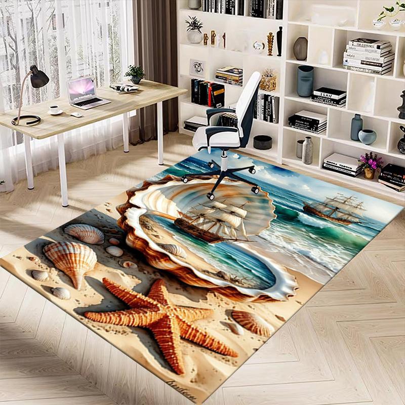 1PC Seashell Ocean Extra Large Non-Slip Floor carpet, Office, family, bedroom, Studio - Large Area Rug,Longlasting Material-K0370