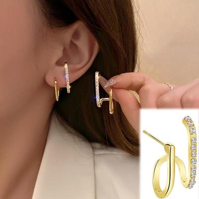 Luksusowe diamentowe kolczyki Elegancki i prosty Rzeźba Damskie Kolczyki Błyszczący Kolczyki Impreza Klub nocny Dla dziewczynek Urocze kolczyki