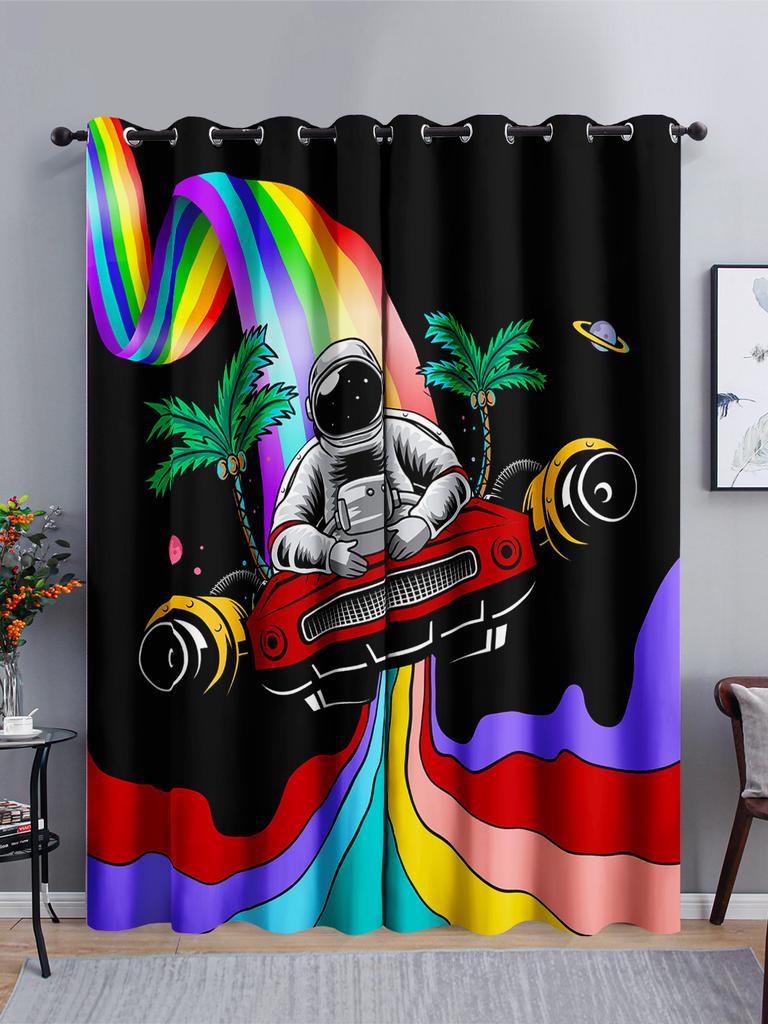 Curtains Cosmic Astronaut Sunshade Bedroom 3D Digital Printing Blackout Curtain No Punching