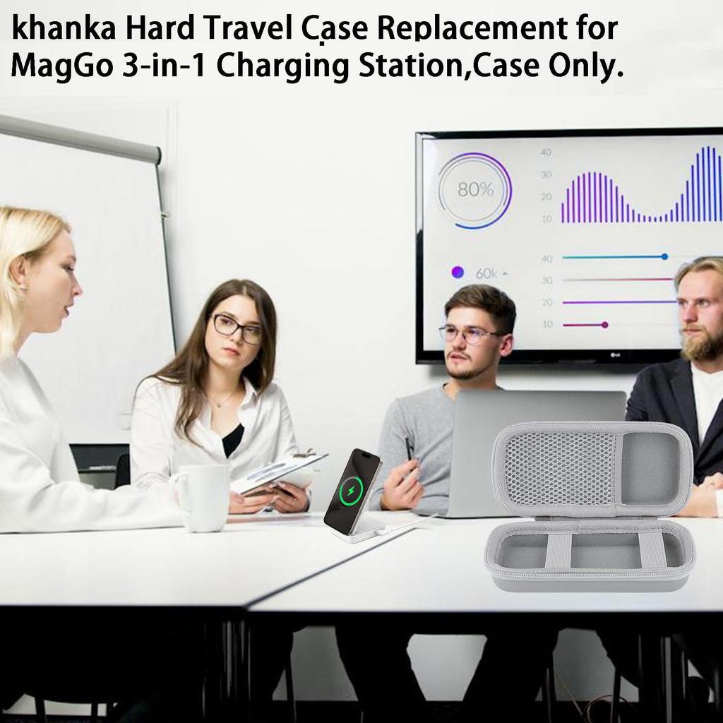 [Case Only] Anker MagGo Wireless Charging Station (Foldable 3-in-1) Magnetic 3-in-1 Wireless Charging Station Storage Case, White - Khanka