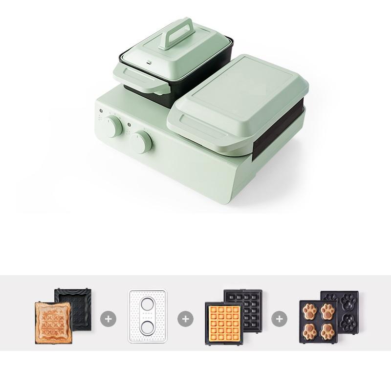 220V Household Electric Waffle Maker 4 In 1 Non-stick Home Breakfast Machine Bread Cake Baking Machine Frying Pan With 3 Plates