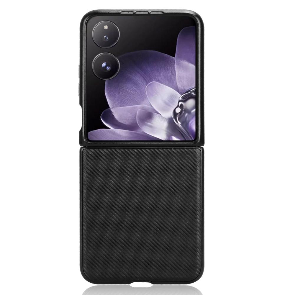 

For Xiaomi Mix Flip 5G Case Carbon Fiber Texture Shockproof PU+PC Phone Cover Blue