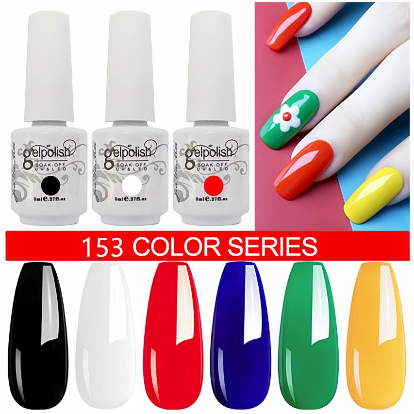 Amber Gel Polish Set: Gel Polish Manicure Kit with Whitening, Base Coat, and Sealer.