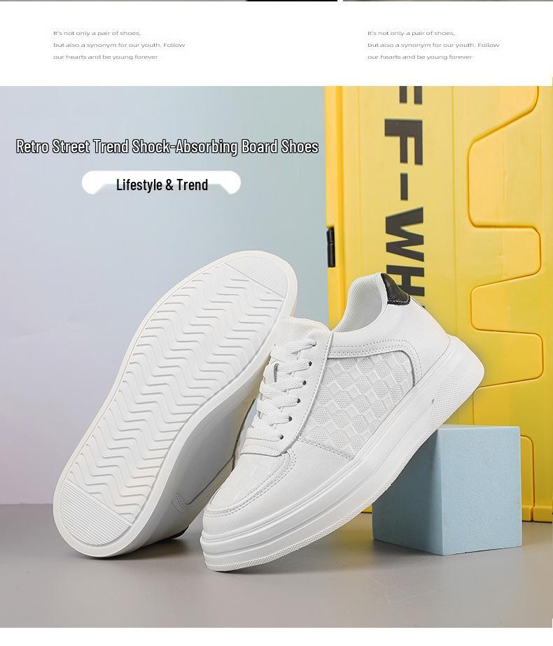 Men's Autumn Breathable Hidden Height Increasing Embossed Sneakers with Thick Soles