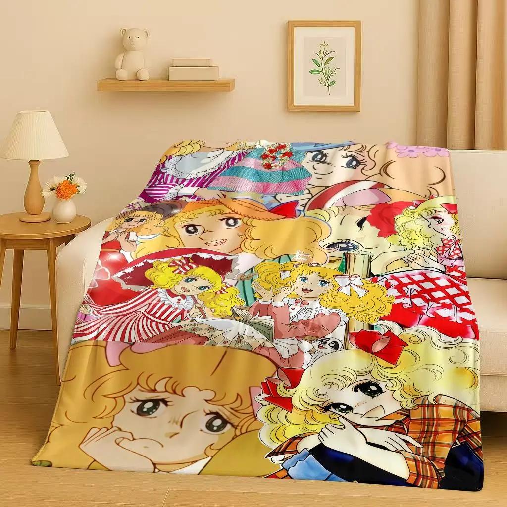 3D Classic Cartoon Candy Candy Sweet Girl Flannel Blanket,Ultra Soft Warm Plush Throw for Home Bedroom Bed Sofa Cover Office Kid