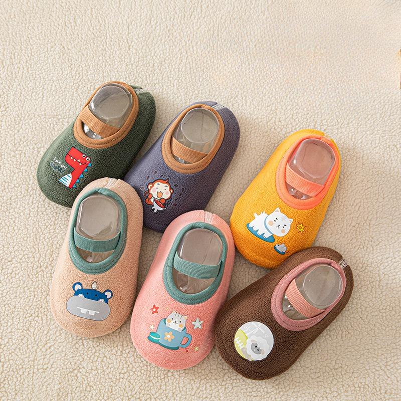 Baby Walking Shoes and Socks, Children's Indoor Anti-slip Soft-soled Fleece Floor Socks, Thick Infant and Toddler Shoes and Socks