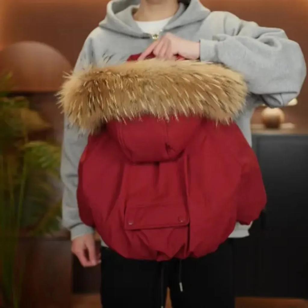 Jungen Mädchen Winter Verdickte Warme Jacke Kapuze Großer Pelzkragen Lässige Jacke