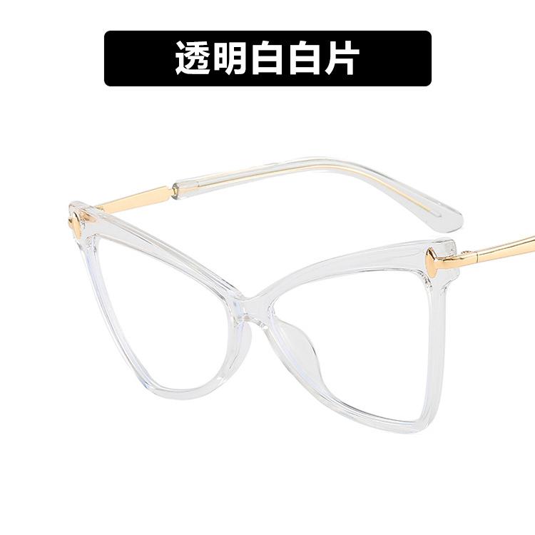 Neue Katzenaugenbrille Damen Anti-Blaulicht Mode Schmetterling Flacher Spiegel Trendig Großes Gestell Design Brille Luxus Design Brillen white