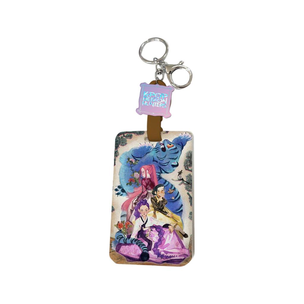 Push-pull Sliding Card Holder Acrylic Decorative Keychain Automatic Retractable Rope