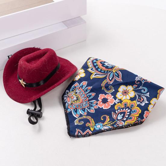 1 Set Kat Cowboy Kostuum, Verstelbare Cowboyhoed En Retro Bandana Sjaal, Schattige Kat Cowboy Outfit voor Katten Kleine Honden, Westelijke Stijl Huisdier Accessoires