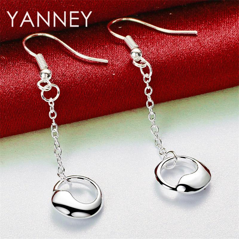 Luxury 925 Sterling Silver Delicate Tassel Round Pendant Earrings for Women, Fashion Accessories, Wedding Jewelry