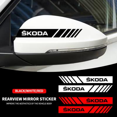 AAABV1 2Pcs Car Rearview Mirror Side Decal Stripe Sticker Vehicle Body For Octavia MK2 MK3 2 3 A7 Fabia Karoq Kodiaq Rapid