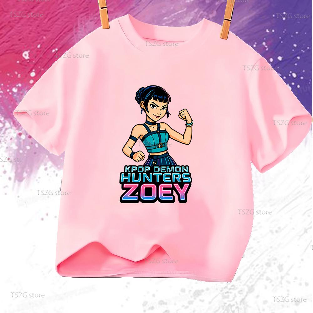 

Summer Kpop Demon Hunters ZOEY Cartoon Children T-Shirt Kids Girl Boy T Shirt Hot Movie Print Cute Baby Tee Top Fan Clothing 110