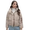 Womens Oversized Plaid Puffer Coat Warm Cotton Padded Jacket Loose Fit Street Style Winter Outerwear