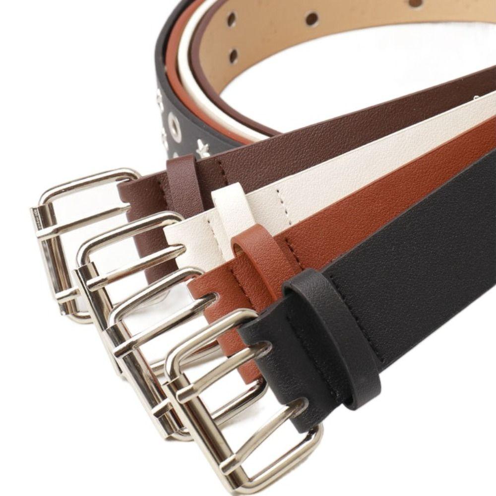 Metal Buckle PU Leather Waistbands Pentagram Rivet Waist Belt Adjustable Star Waist Belt  Daily