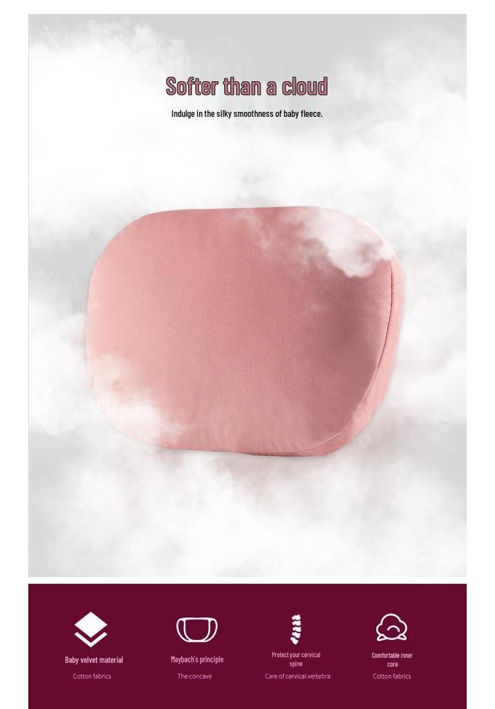 BMW Car Headrest Lumbar Pillow - Soft Pink Neck Support for Girls