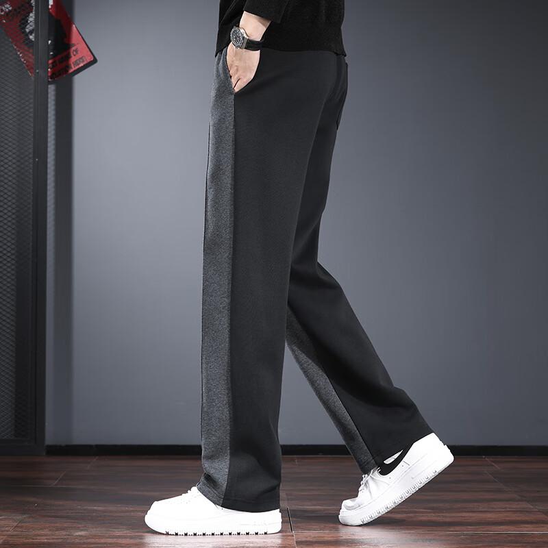 JIELEINUO Men's Colorblock Straight-Leg Sweatpants
