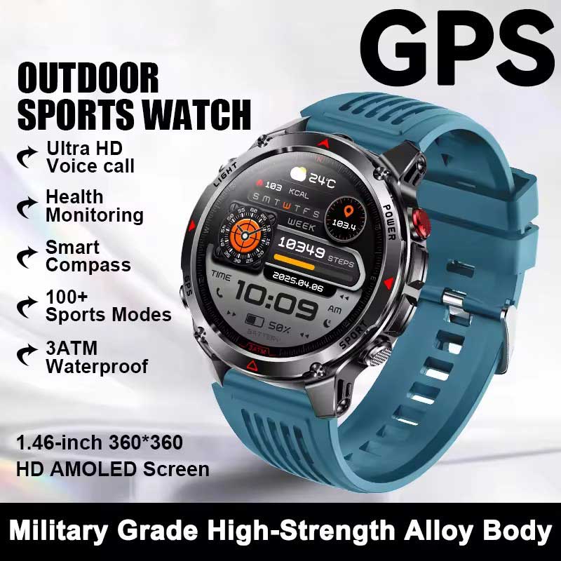 2026 New GPS Map Navigation Smart Watch Men Women Amoled Screen 3ATM Waterproof Sport SmartWatch Compass NFC BT Call Watches Men