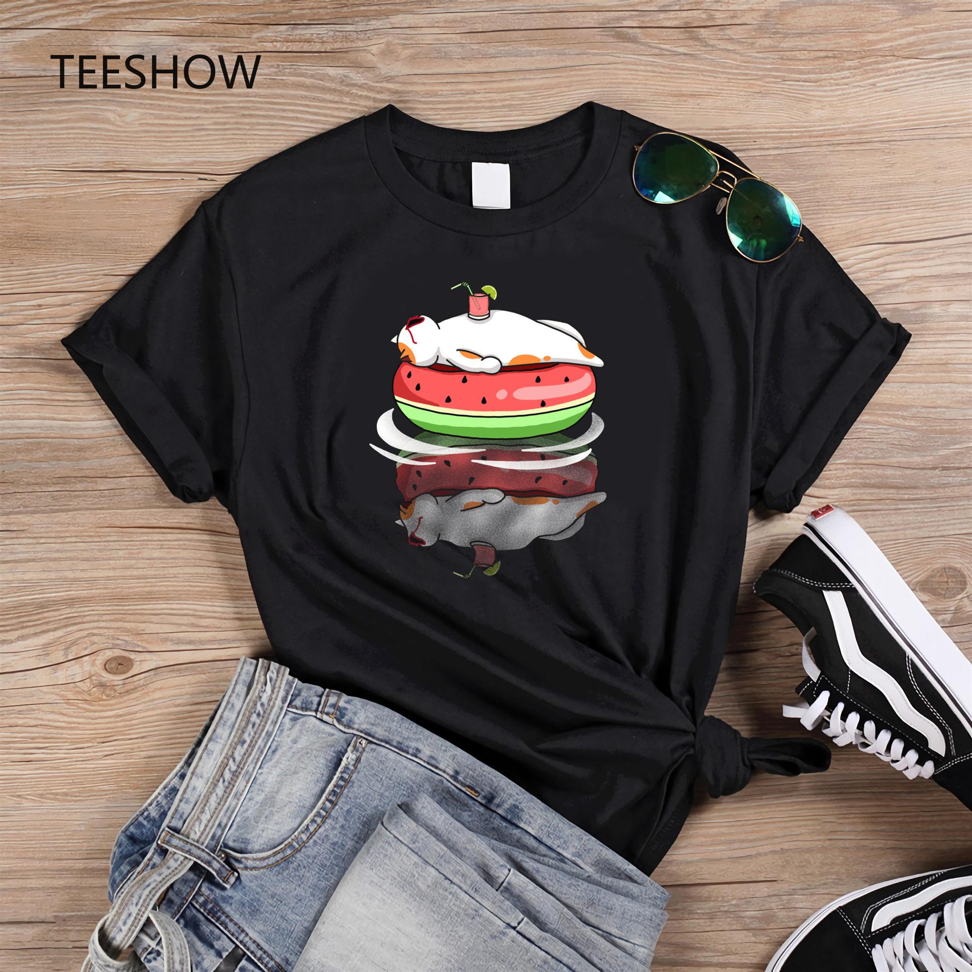 

Enjoy Summer T-Shirt Women Cute Cartoon Cat Tshirt Fashion Short Sleeved Tops Printed Casual Kawaii Tee Shirt Drop Shipping S білий